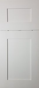 White shaker panel cabinet door.