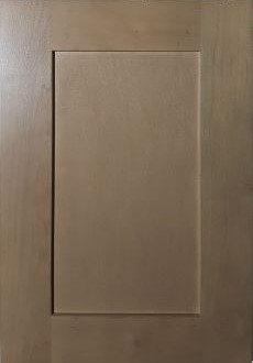 Shaker style brown cabinet panel.