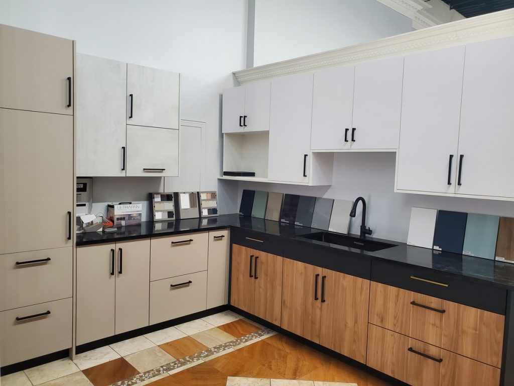melamine ultrapan kitchen cabinets showroom