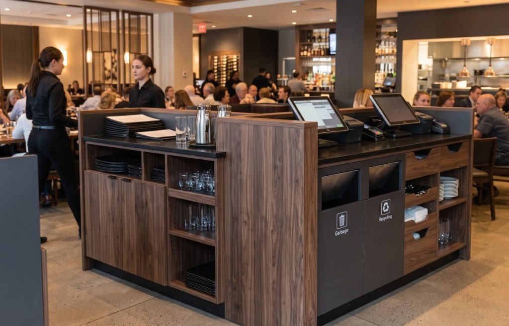 Custom restaurant cabinets and hospitality millwork for dining spaces