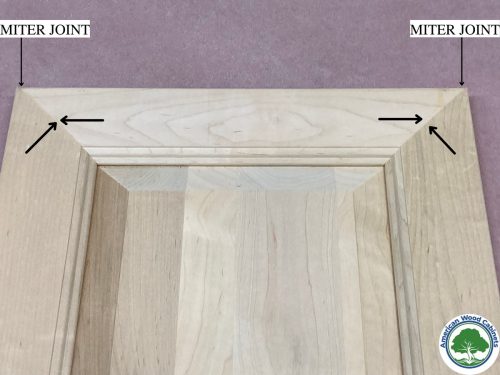 Picture of miter joint on kitchen cabinet door